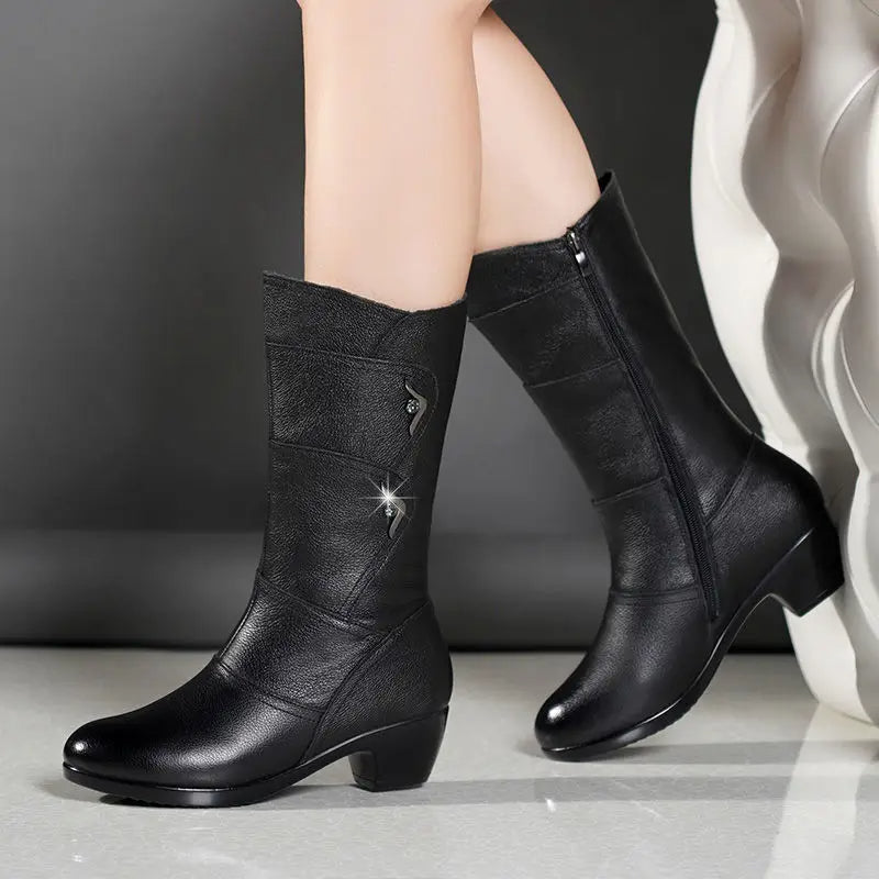Botas de Cuero con Tacón | MARLENNE™
