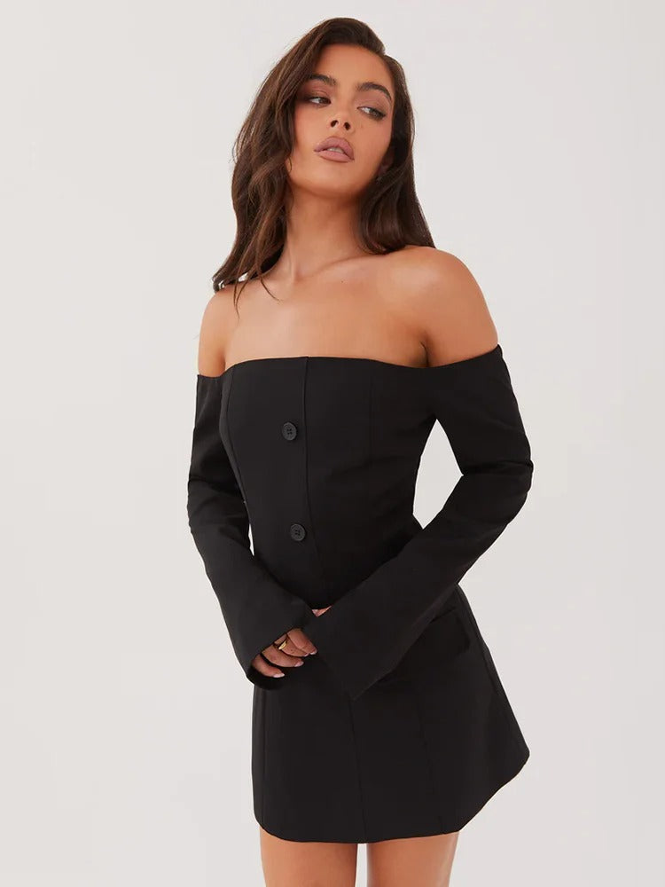 Alba ™ vestido blazer sin hombros