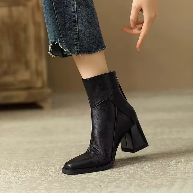 Botas de Cuero con Tacón | AMBER™