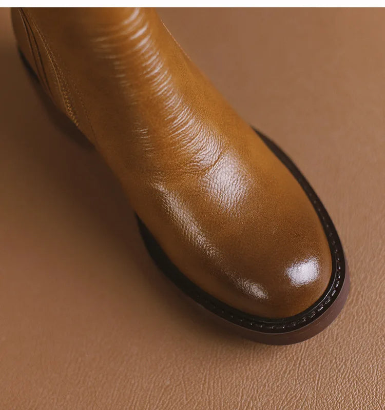 Botas de Cuero con Tacón Medio | LUXE™