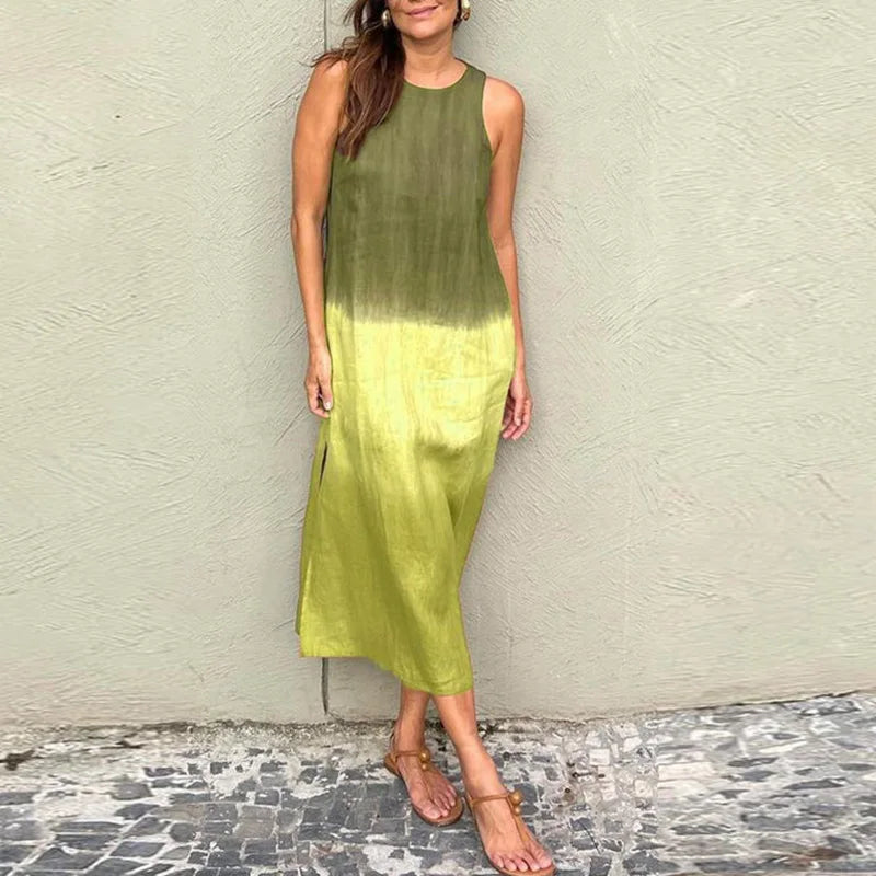 Vestido Tricolor Largo Sin Mangas | BISAN™