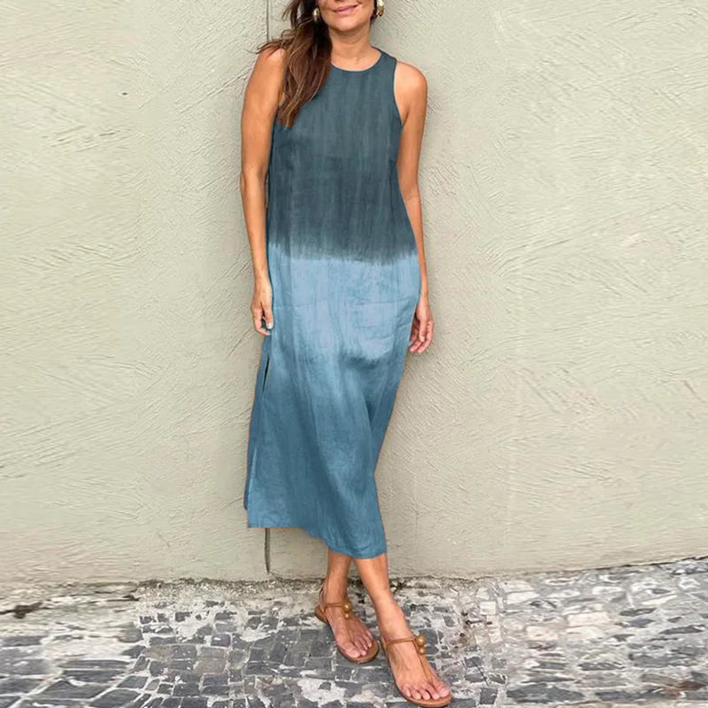 Vestido Tricolor Largo Sin Mangas | BISAN™