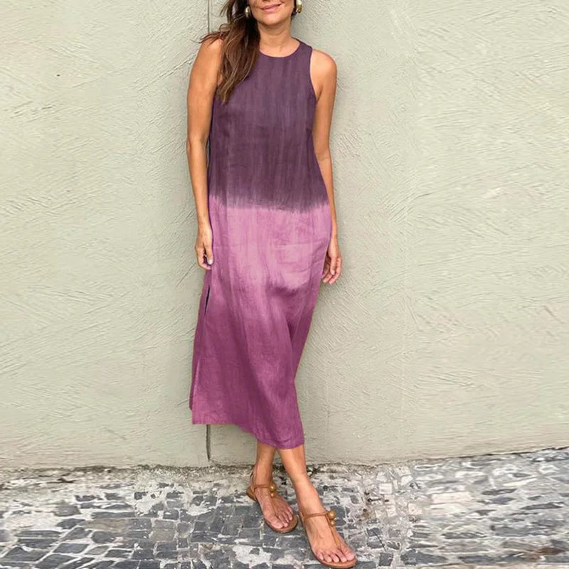 Vestido Tricolor Largo Sin Mangas | BISAN™
