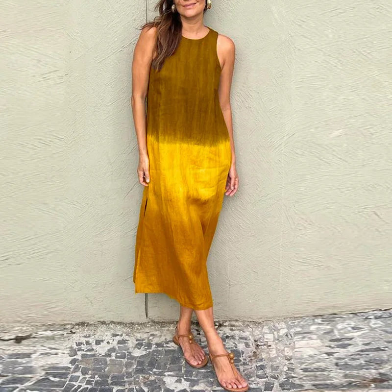 Vestido Tricolor Largo Sin Mangas | BISAN™