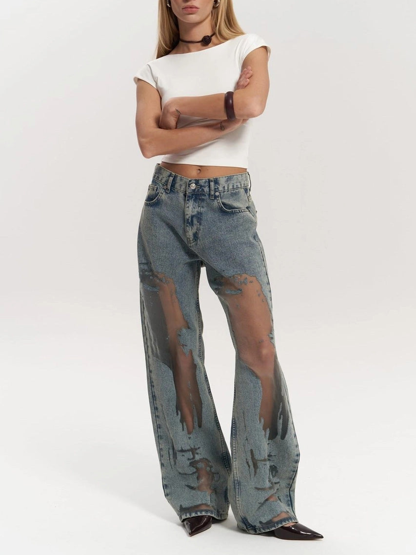 LEONOR™ | Vaqueros transparentes azules