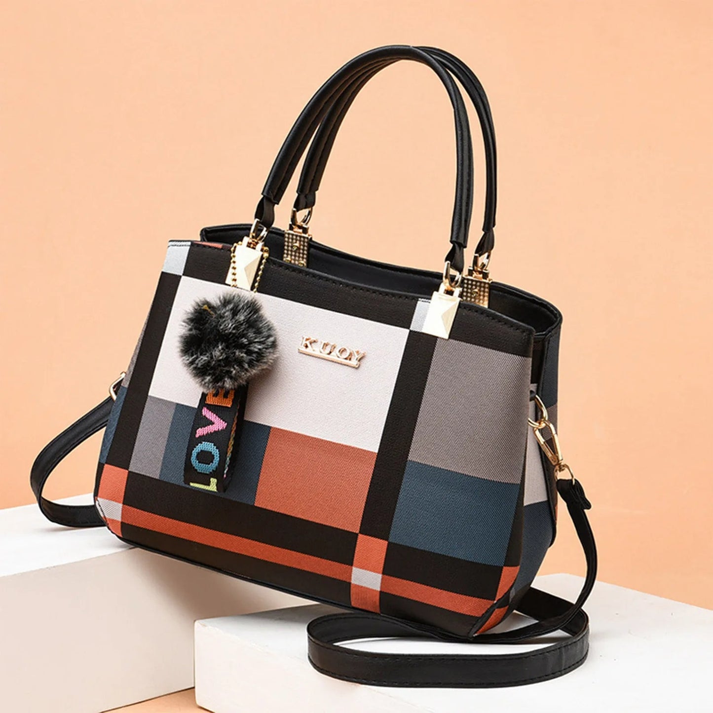 ARTEMIS™ | Bolso de Cuero con Estampado de Cuadros