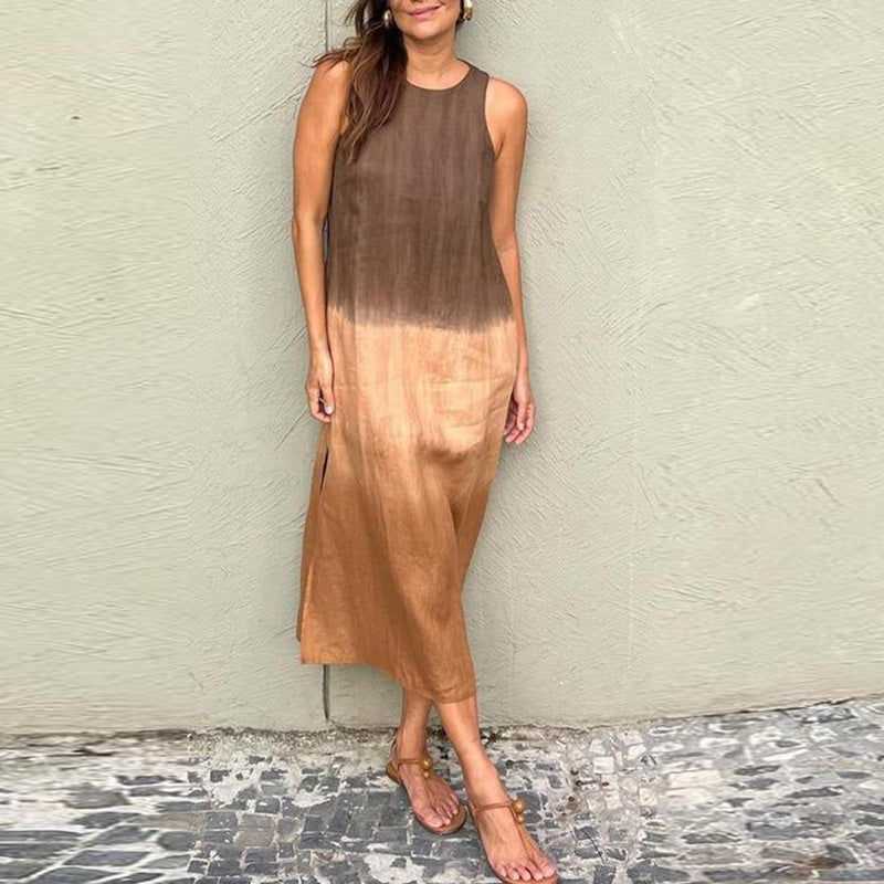 Vestido Tricolor Largo Sin Mangas | BISAN™