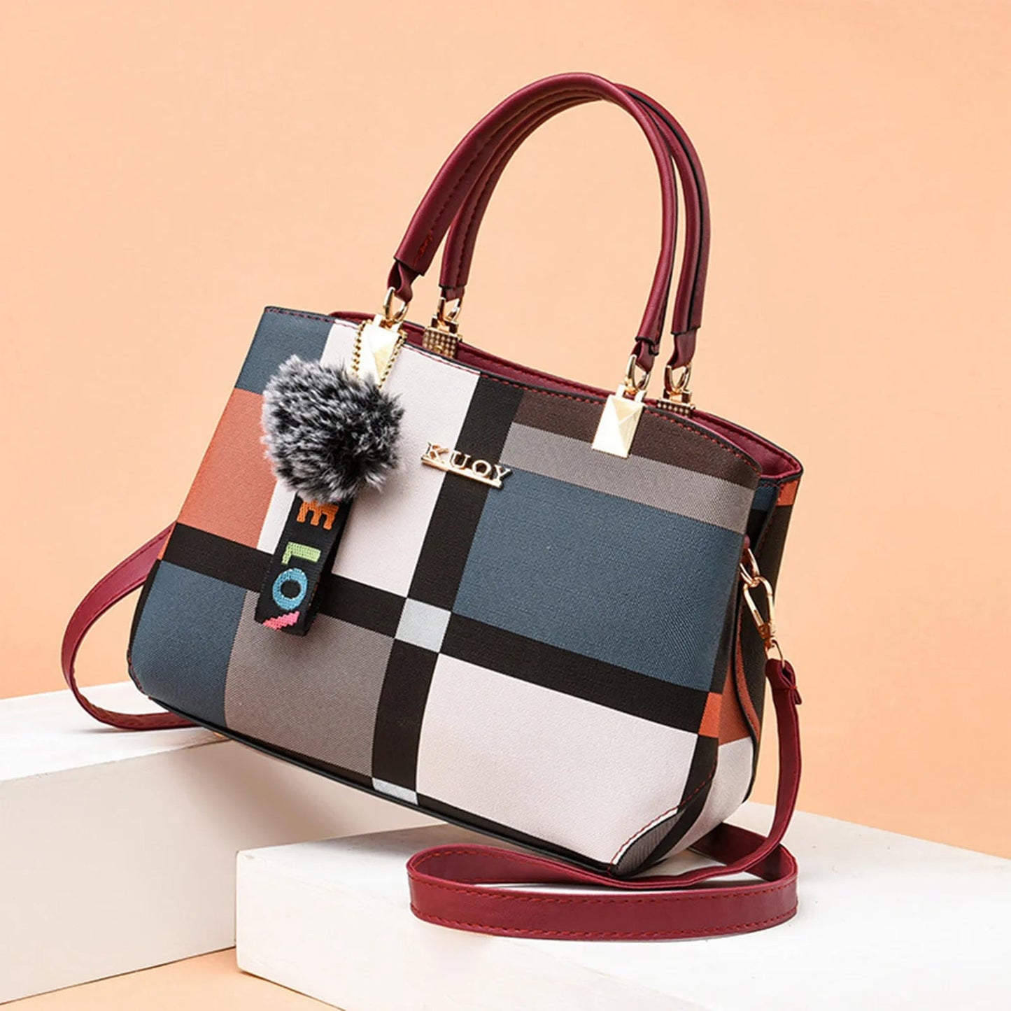 ARTEMIS™ | Bolso de Cuero con Estampado de Cuadros