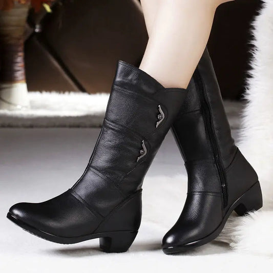 Botas de Cuero con Tacón | MARLENNE™