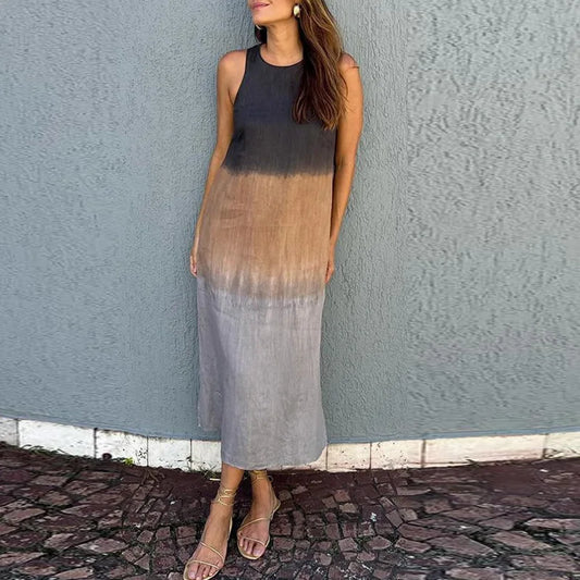 Vestido Tricolor Largo Sin Mangas | BISAN™