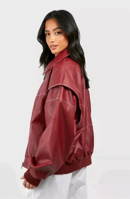 Chamarra de Cuero Oversize | JUNO™