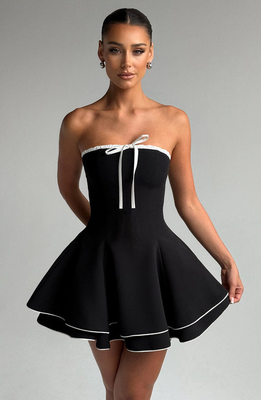 Vestido Mini Juno - Negro/Blanco